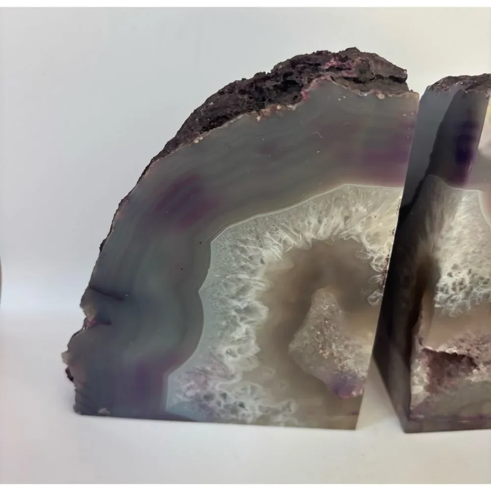 Vintage West Elm Natural Agate Druzy Bookends
